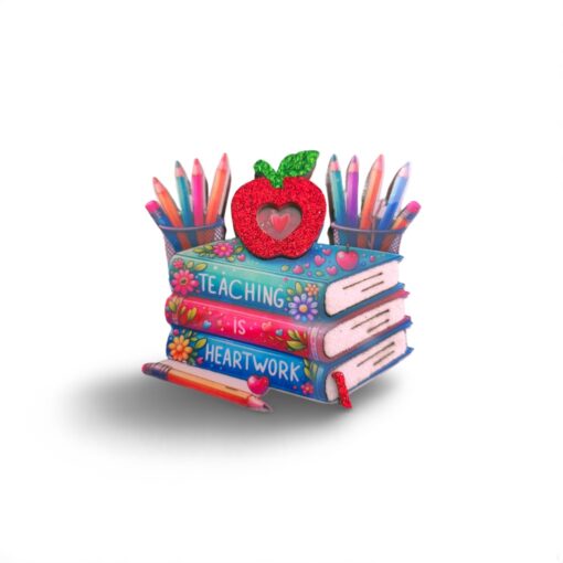 Shaker Escolar Libros y Manzana (7,5cm)