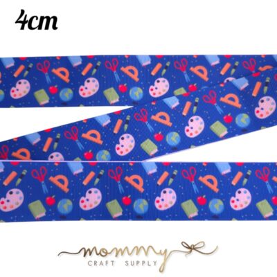 Cinta con diseño arte escolar en fondo azul