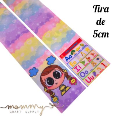 Cinta coletero con diseño de vocales y colores