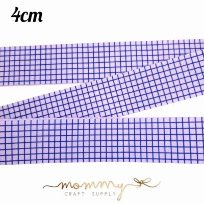 Cinta con diseño cuadricula escolar azul