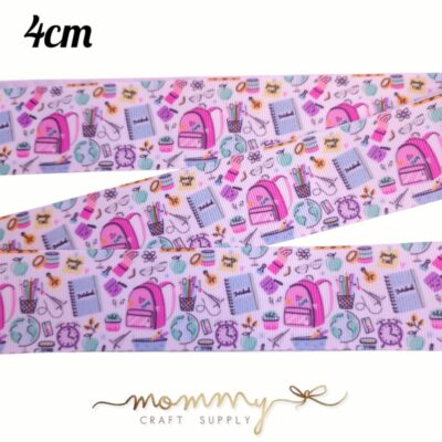 Cinta con diseño escolar mochilas pastel