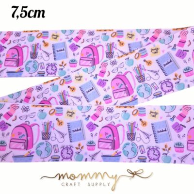 Cinta con diseño escolar mochilas pastel