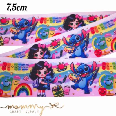 Cinta con diseño niña y Sticth escolar