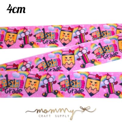 Cinta con diseño escolar primer grado rosa