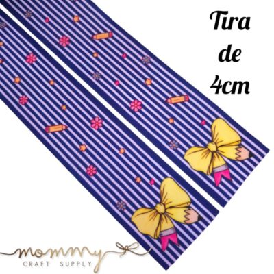 Coletero escolar de rayas con lazo amarillo de 4cm