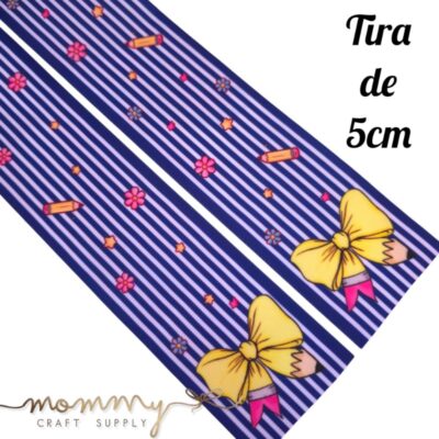 Coletero escolar de rayas con lazo amarillo de 5cm