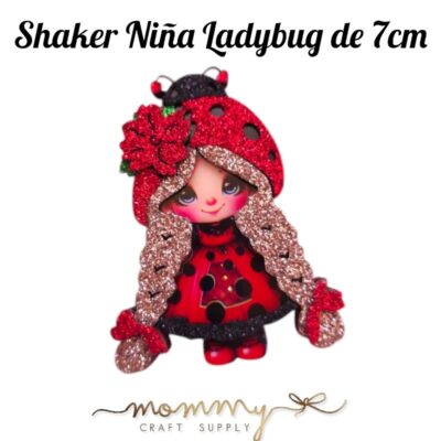 Shaker decorativo infantil de niña ladybug