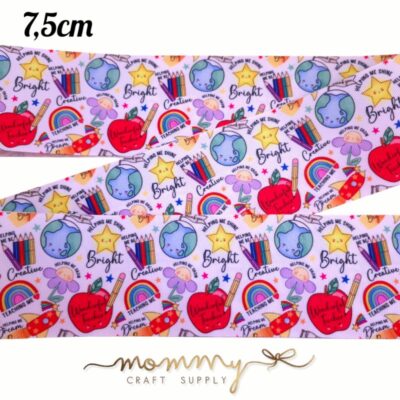 Cinta escolar estrellitas y manzanas